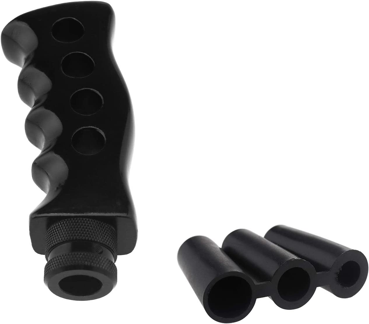 Black Aluminum Alloy Handle Grip Manual Car Gear Shift Knob Shifter Kit