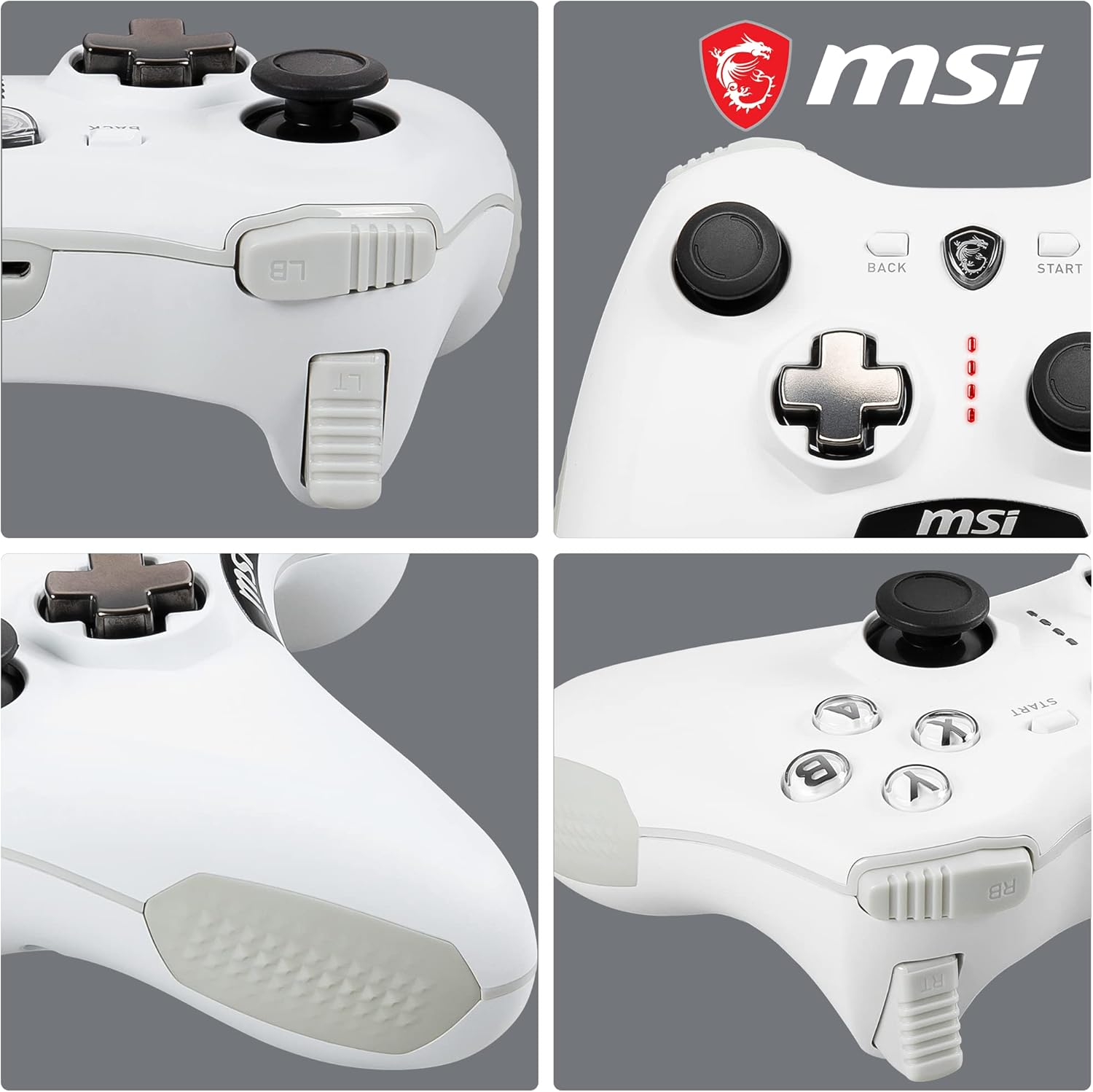 MSI FORCE GC20 V2 WHITE Wired PC Gamepad Controller - Interchangeable D-Pad Covers, Dual Vibration Motors, USB 2.0 - Wired image number 5