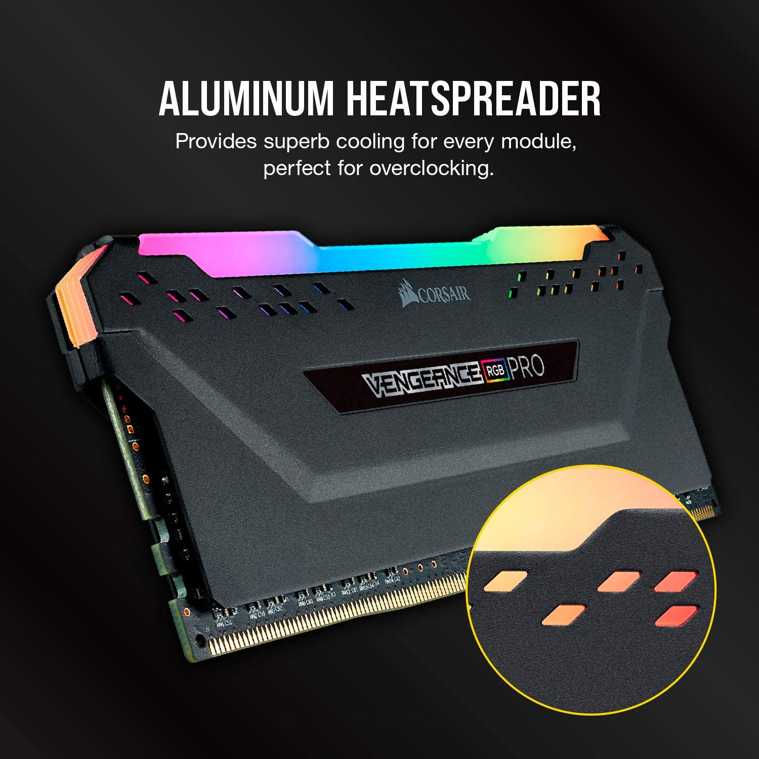 Corsair Vengeance RGB Pro 16GB (2 X 8GB) DDR4 3200 C16 Desktop Memory Kit, Black image number 3