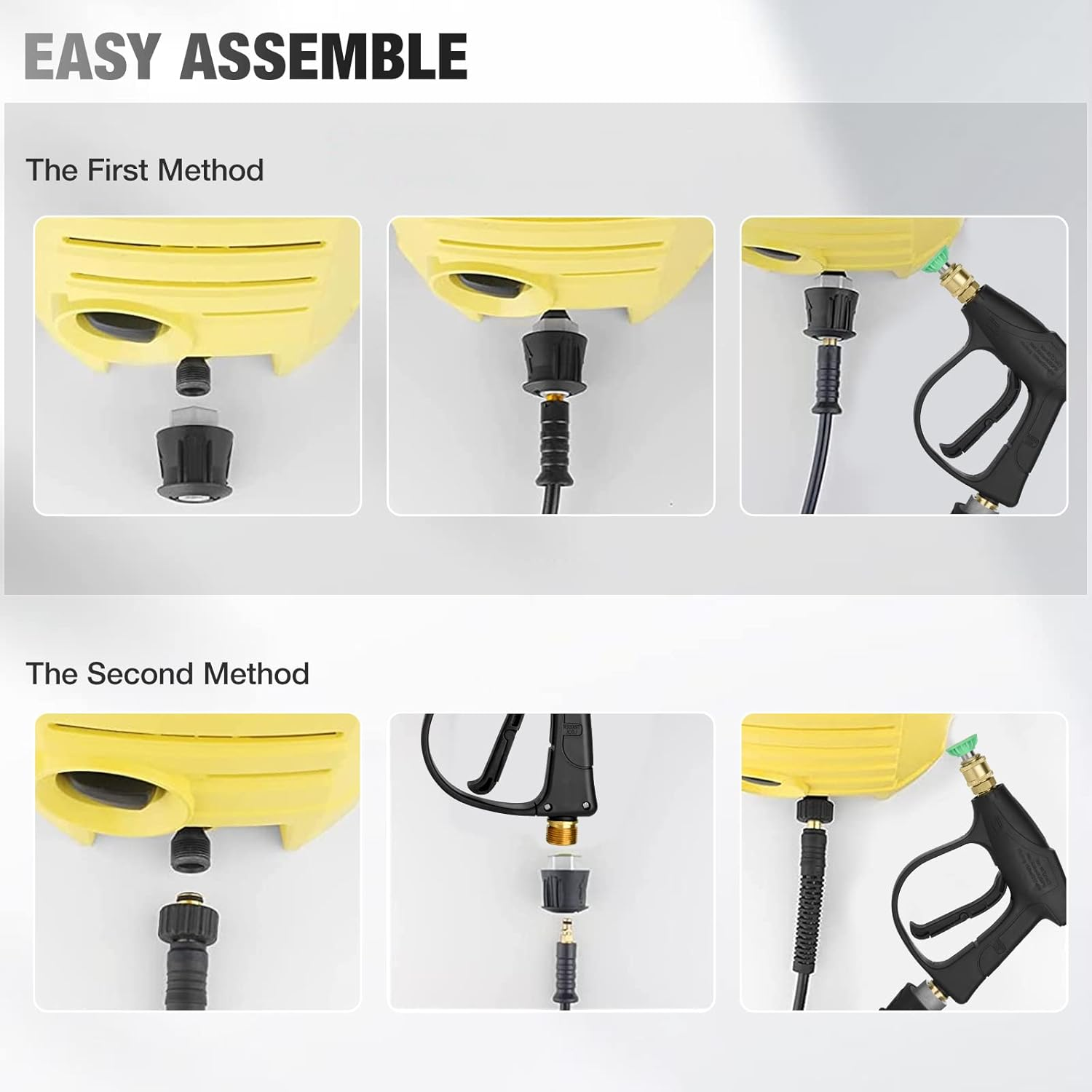 Short Pressure Washer Gun: 4350 PSI High Power Washer Spay Gun with 5 Nozzle Tips, Compatible with 1/4 Outlet Connect Nozzles for Car Wash, Garden, Pool & Home Cleaning Tools image number 6