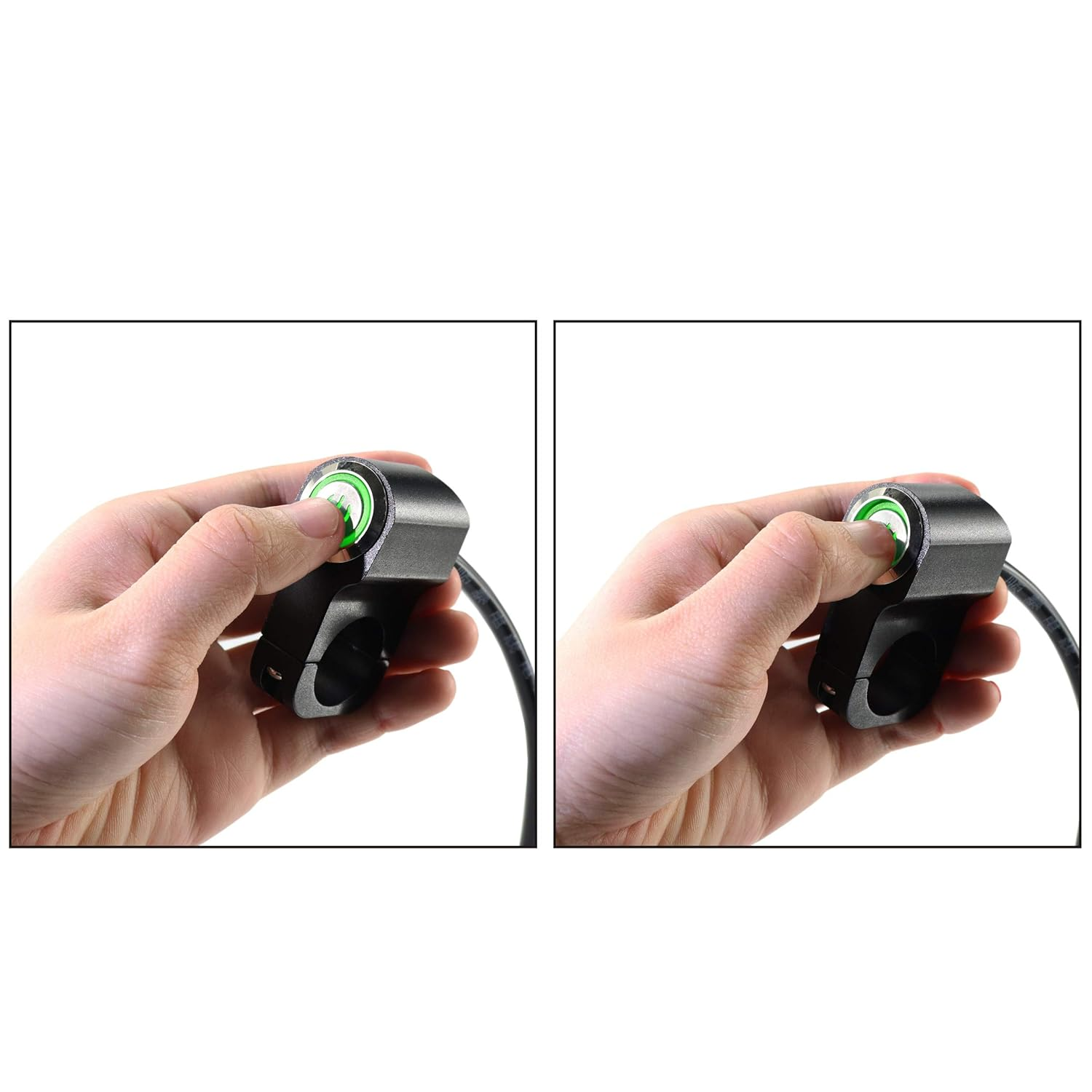 12V 10A Motorcycle Bike ATV 7/8Inch Handlebar CNC Switch for Headlight Hazard Brake Fog Light on off Switches (Green) image number 6