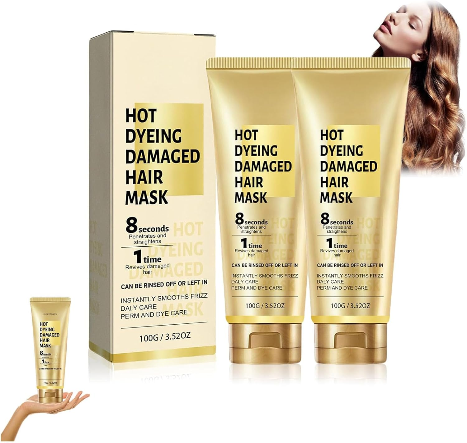 8 Seconds Hair Mask, 8 Seconds Revitalizing Hair Mask for Hot Dyed & Damaged Hair, Magic Hair Mask, Keratin Hair Treatment Cream, Daily Care Perm and Dye Repair Conditioner (3Pcs)