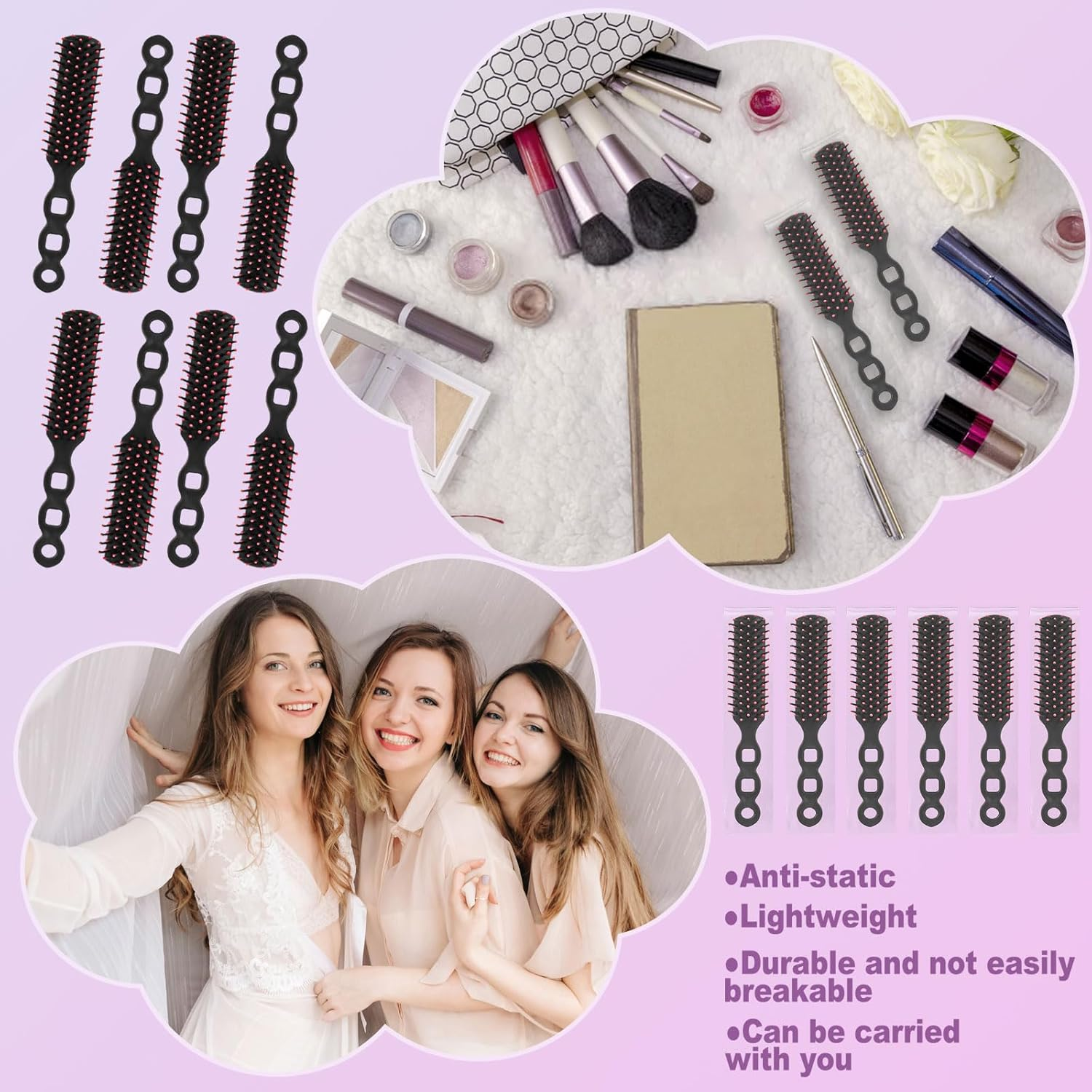 Bulk Hair Brushes for Homeless Individually Wrapped, Hair Brush Bulk, Hair Brush for Curly Hair Suitable for Homeless,Shelter,Air Bnb/Hotel(24 PCS) image number 5