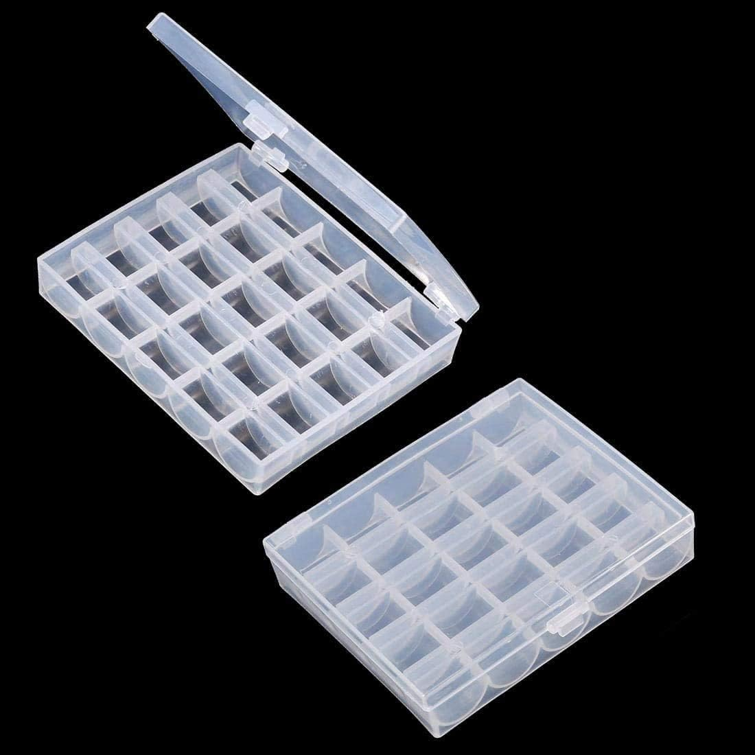 Bobbin Box,Machine Bobbin Organizer Plastic Case,Transparent 25 Slots Empty Bobbins Spools Box，Sewing Craft Plastic Case Storage Box for Sewing Machine