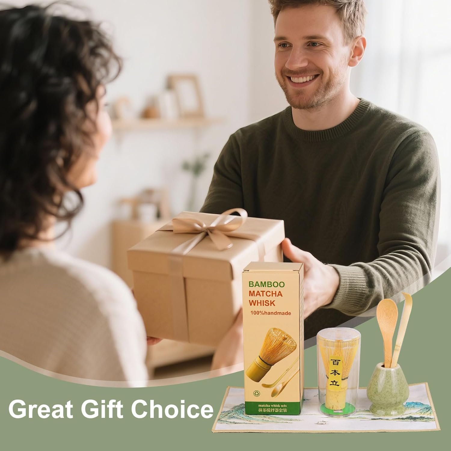 5 Pcs Matcha Whisk Set with Holder - Japanese Matcha Tea Set Tools, Matcha Whisk Holder and Bamboo Whisk for Matcha Tea, Great Matcha Making Kit for Tea Lovers, Friends, Family image number 4