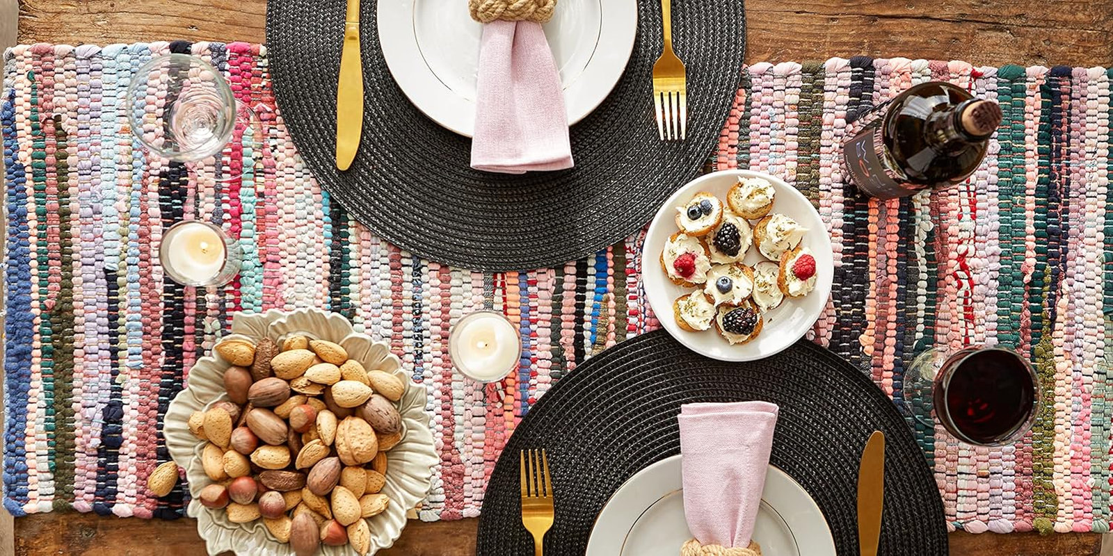 DII 100% Cotton, Everyday Machine Washable Chindi Rag Table Runner, 14 X 72, Multi Color