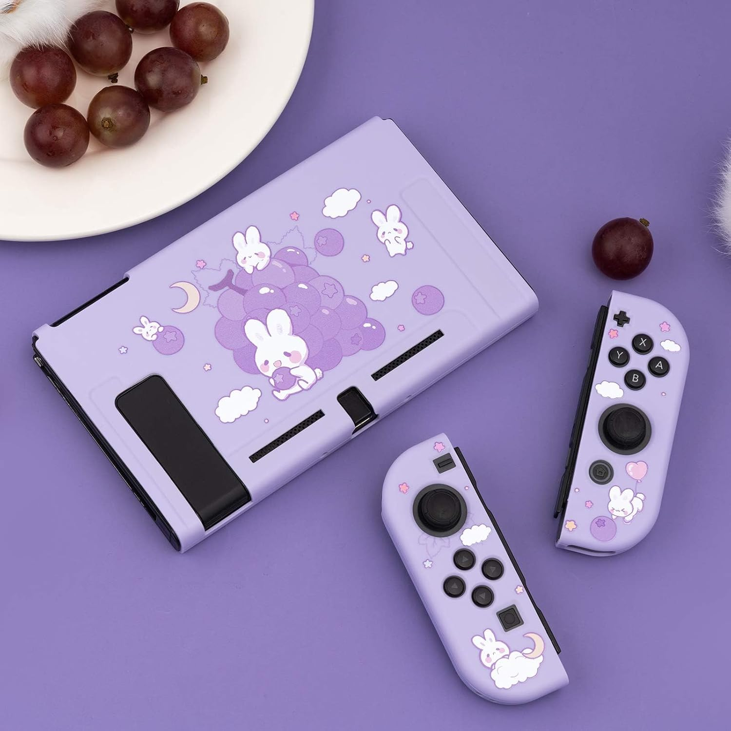 Geekshare Protective Case for Switch, Soft TPU Slim Case Cover Compatible with Switch Console and Game Console (Grape Bunny) image number 3