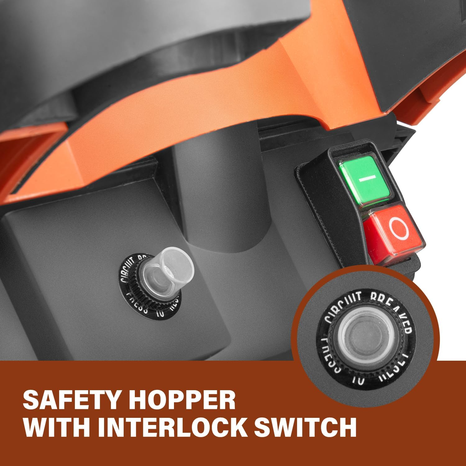 KOZYARD 2400W Electric Wood Chipper Powerful Garden Leaf Tree Branch Shredder Multi-Purpose Branch Shredder Mulcher Max Cutting Diameter 45Mm, W/ 50L Collection Bag & Feed Baffle image number 2