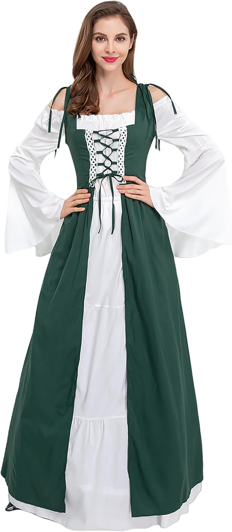 Medieval Renaissance Costume Dress for Women Halloween Cosplay Party Maxi Dresses