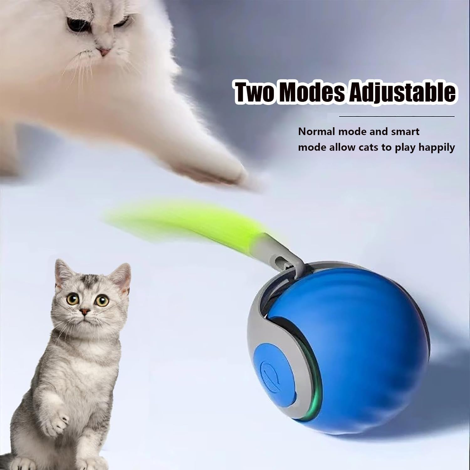 Speedy Tail 2.0, Speedy Tail Cat Toy, 2025 New Generation Interactive Cat Toy, Automatic Moving Cat Toy Ball with Tail, Smart Interactive Cat Toy Ball, Two Speed Adjustment (Orange + Blue)