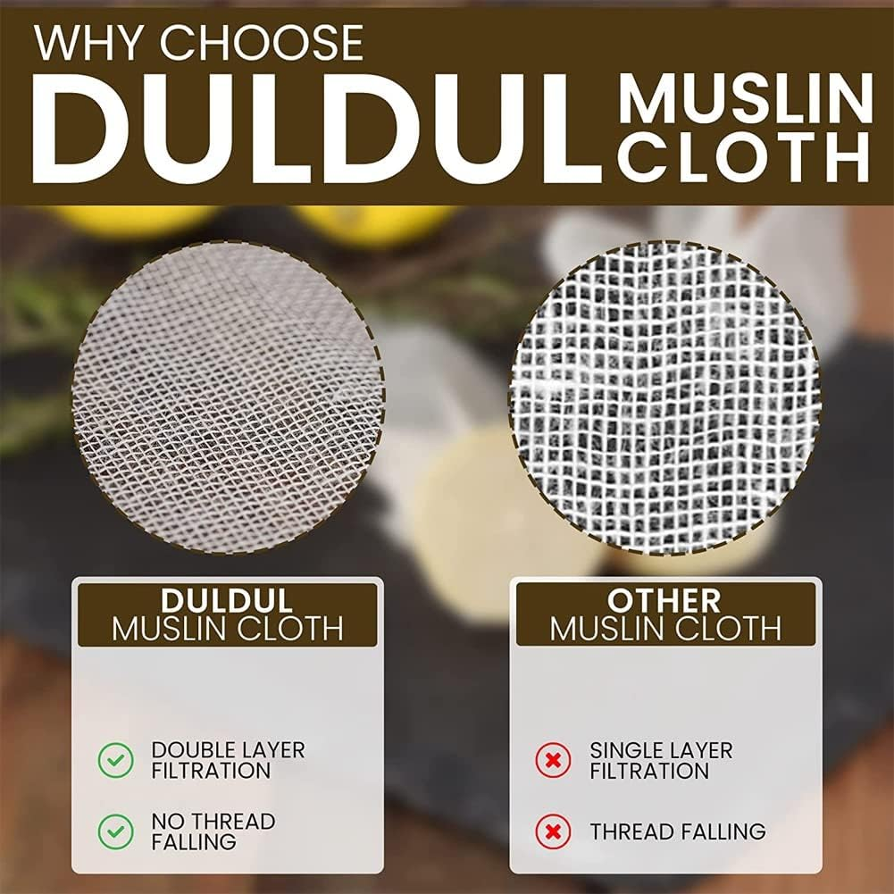 Muslin Cloths for Cooking, Pack of 5 (50X50CM), Unbleached, Cotton Reusable and Washable Cheese Cloths for Straining image number 6