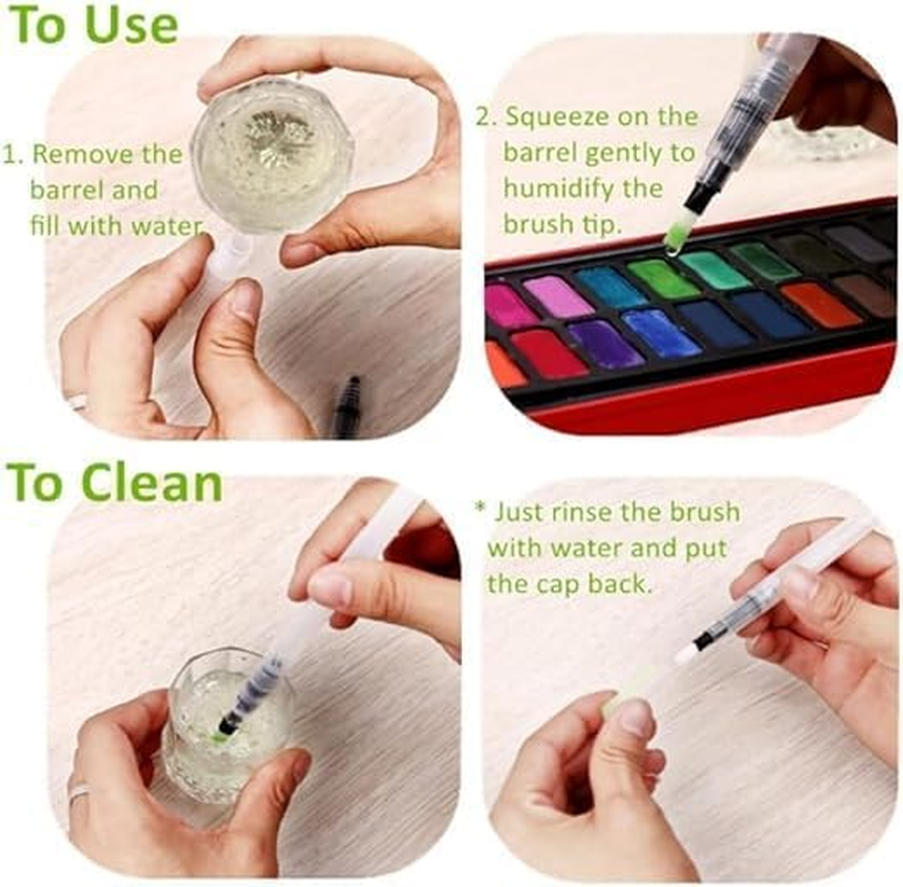 Water Color Brush Pen Set, 6 PCS Watercolor Paint Pens, Water Color Water-Base Markers, Water Soluble Colored Pencil Ideal for All Water Soluble Pigment and Watercolor Media image number 3