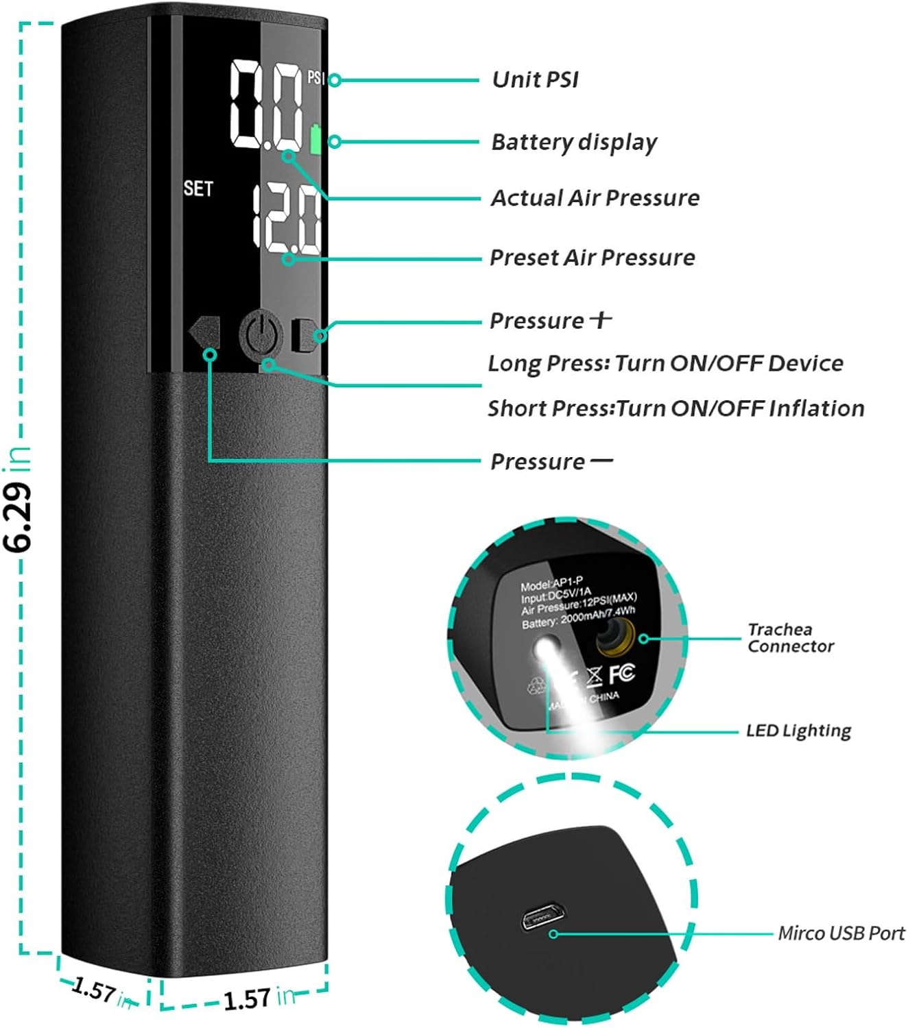 Electric Ball Pump &ndash; Portable Air Inflation Device for Basketball, Soccer, Rugby, Volleyballs & More &ndash; Smart LCD Display & Rechargeable Battery