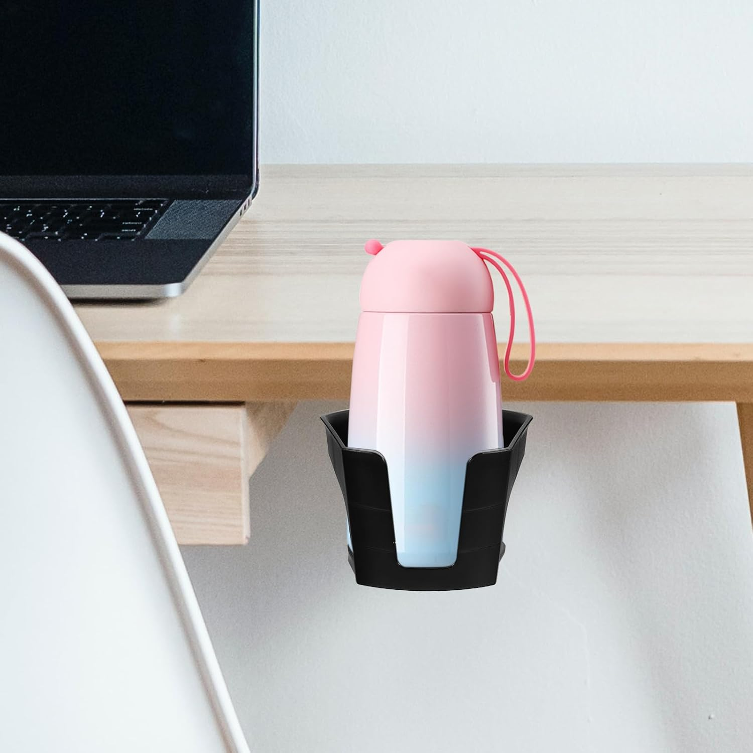 2Pcs Desk Cup Holder and Headphone Hook, Rotating Clamp for Office Desk, Space-Saving Gaming Accessories, Adjustable Drink Holder and under Headset Hanger - Black image number 5