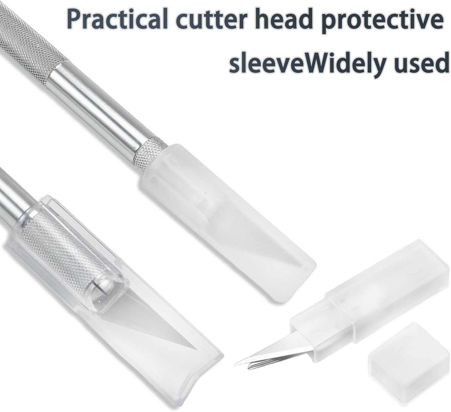 2 Pieces of Precision Carving Craft Knife, Stainless Steel Exacto Knife with Safety Helmet, Additional 20 Blades Precision Knife Set, Professional Sharpness for Art Hobby Scrapbooks and Sculptures image number 1