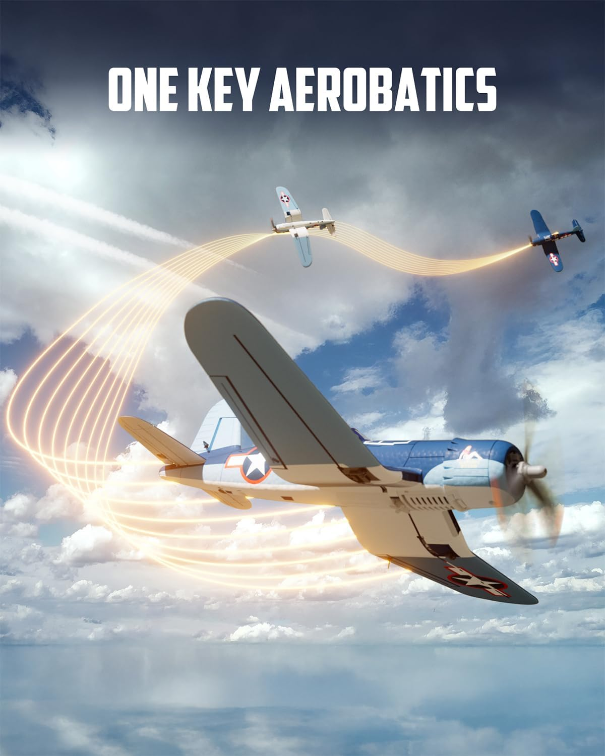 4CH Brushless RC Airplane F4U 500Mm Wingspan Fixed Wing One-Button Aerobatics Equipped with 2 Batteries 20 Minutes Flight Time Suitable for Beginners Outdoor Practice(Rtf) image number 4