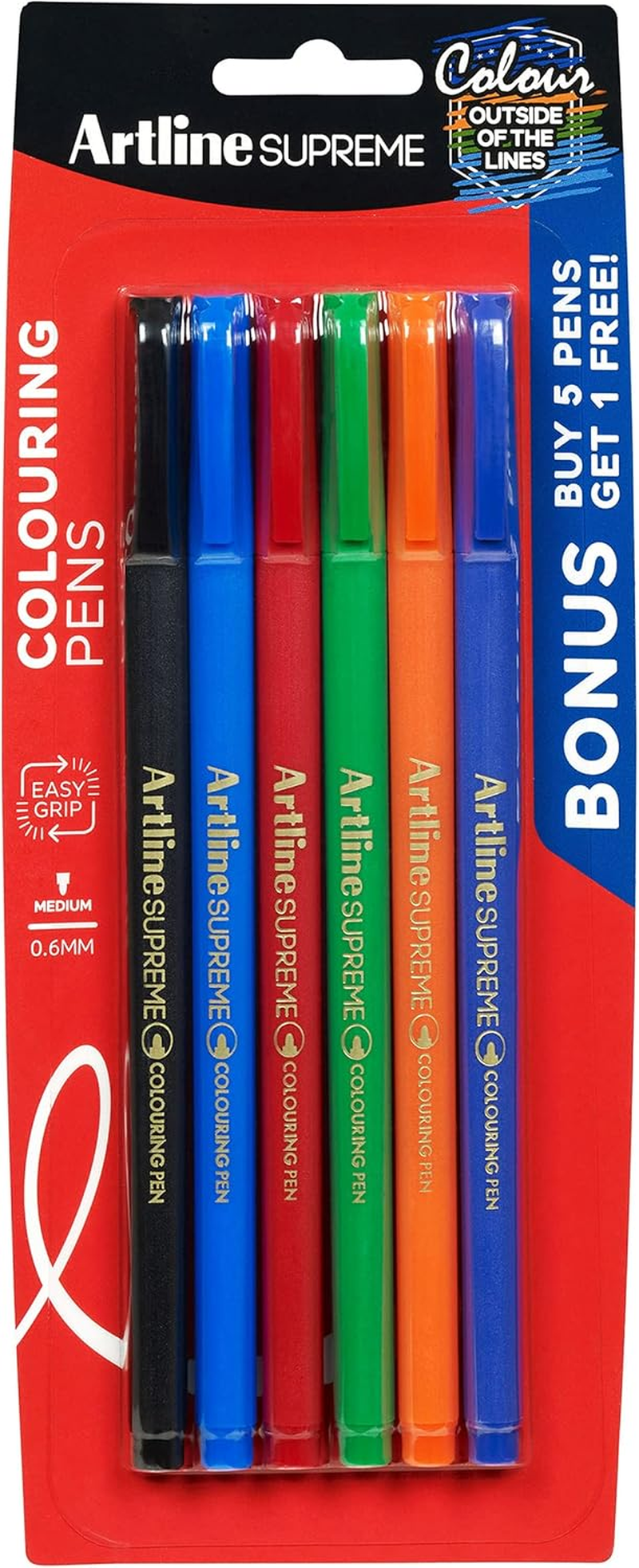 Artline 0.6 Mm Supreme Fineliner Pastel Pens 5 Pack, Assorted image number 3