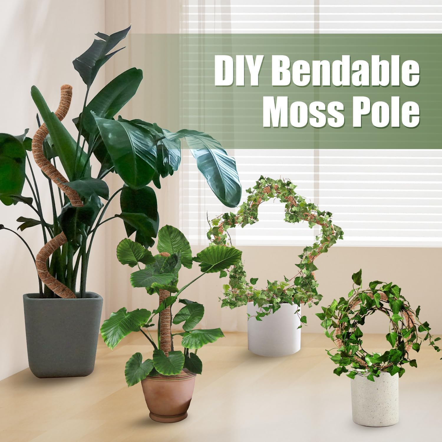 2 Pack Moss Pole, 48 Inch/120Cm Bendable Moss Pole for Plants Monstera, Moss Poles for Climbing Plants, Handmade Coco Coir Pole Plant Sticks Support Plant Stakes for Indoor Plants to Grow Upwards image number 2
