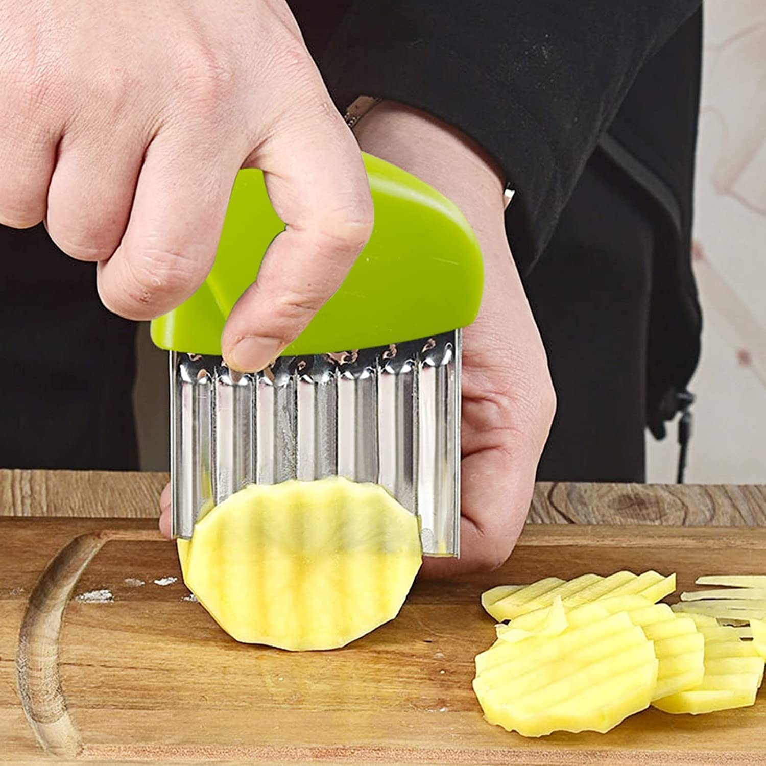 Wooden Kids Knife, Kids Safe Knives Set Include Wooden Toddler Knife for Cooking Plastic Potato Slicers Peeler Serrated Edges Veggies Knives for Kitchen Children Cooking (7PCS) image number 1