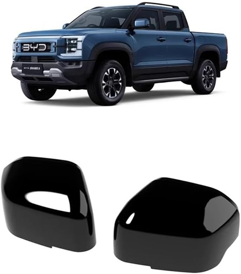 For BYD Shark 6 2024 2025 ABS Carbon Fiber/Bright Black/Matte Black Mirror Cover - Scratch Resistant, 3M Adhesive, Side Mirror Protection (Bright Black)