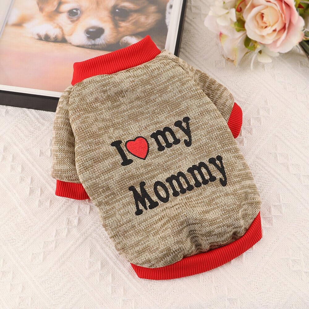 Pet Clothes, Winter Dog Sweater I Love My Mom/Dad Dog Sweatshirt Outfit Warm Dog Costume for Puppy Small Dogs (Mommy, S) image number 5