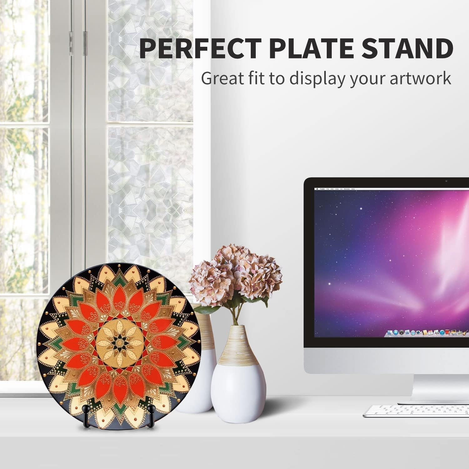 4 Pcs Plate Stands for Display,6 Inch Metal Frame Holder Stand for Plate Stand Plate Holder Display Stands for Picture, Decorative Plate, Book, Photo Easel, Dish and Artistic Work (Black) image number 4