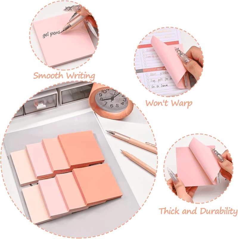 BAYTORY 640 Sheets Colored Sticky Notes, Gradient Memo Pads, Aesthetic Self-Stick Note, Self-Adhesive Sticky Note Easy to Post for Home Office School Supplies (Pink) image number 5