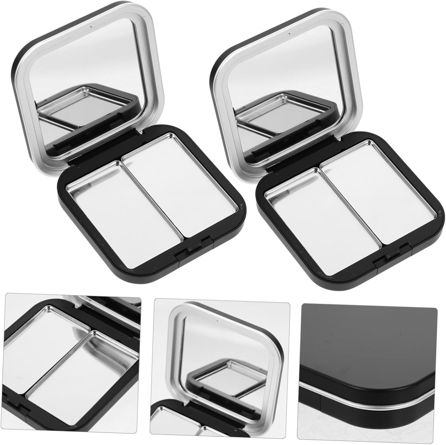 Minkissy 2Pcs Eye Shadow Box Empty Eyeshadow Container Seinte Makeup Eyeshadow Sample Containers Cosmetic Lipstick Tray Compact Eyeshadow Palettes Fixies Travel Loose Powder Iron Blush - Black image number 5