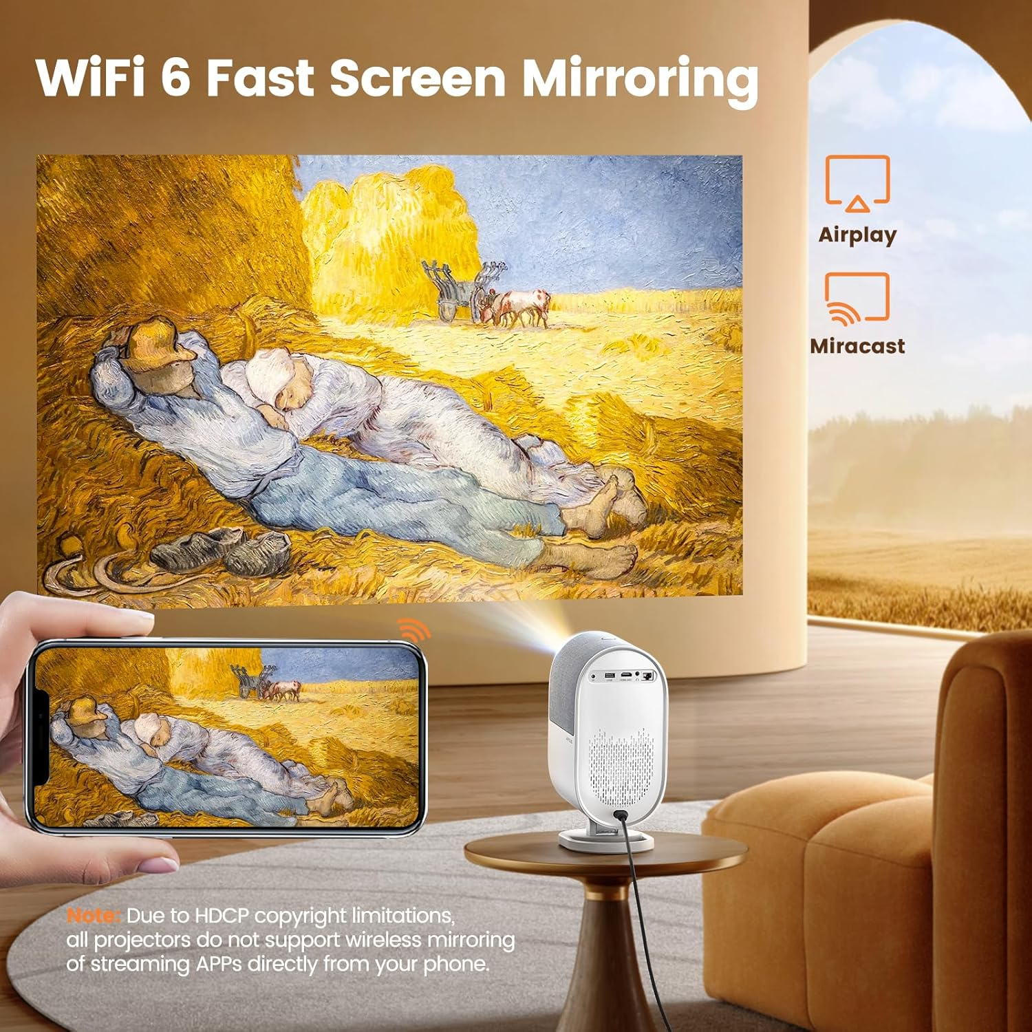 [AI Screen Adjustment/Dolby Audio] Projector 4K Support,700 ANSI Auto Focus/Keystone Portable Projector,Iwimius 1080P Full HD Enclosed Optical Engine Projector for Home Theater/Outdoor Movie/Iphone image number 2