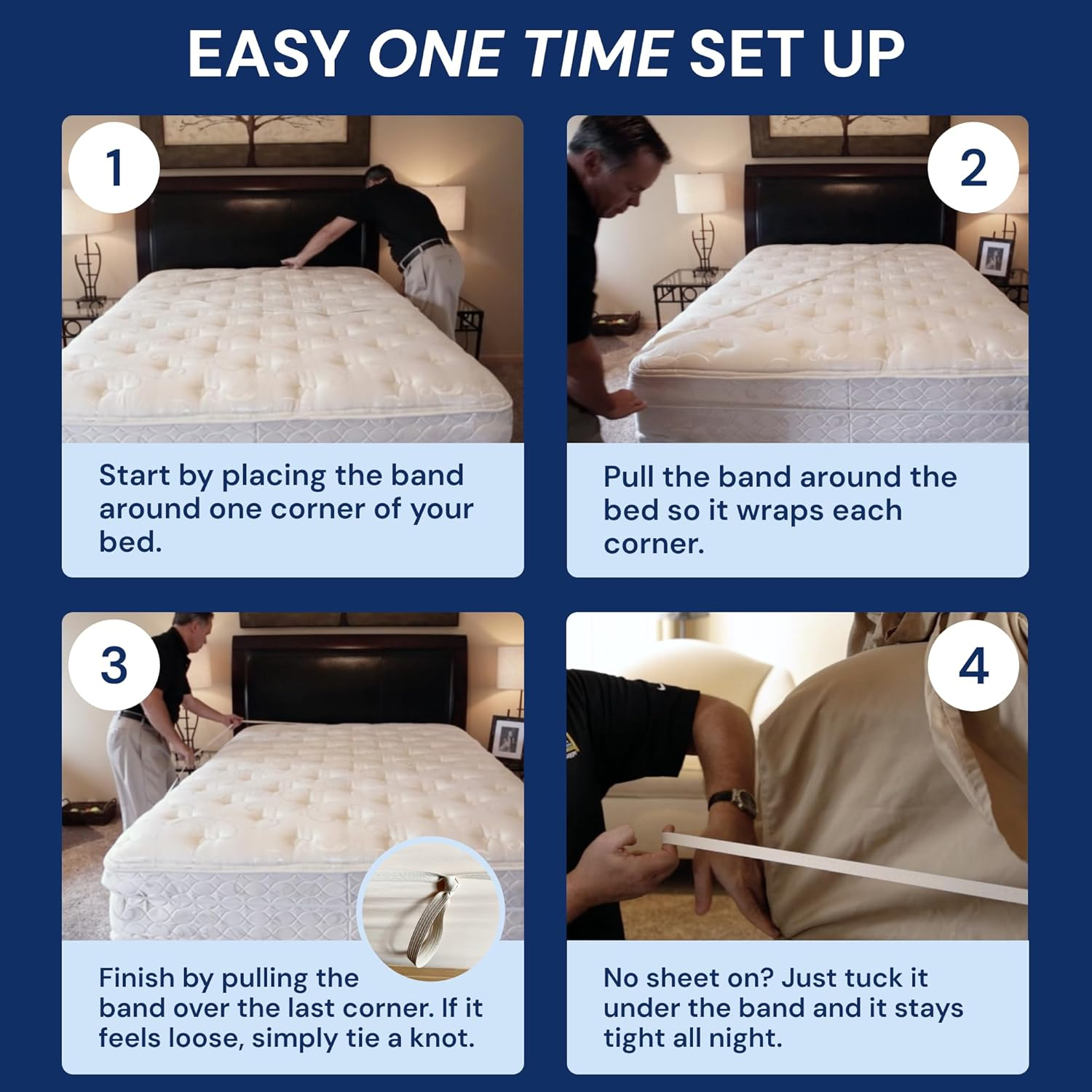 RUBBER HUGGER Bed Sheets Holder Band, King Size Mattress, Sheet Holder for Corners, Elastic Bedding Holder Band to Hold Sheets on the Bed, 1 Strap for Adjustable Mattresses Included, Large Size image number 6