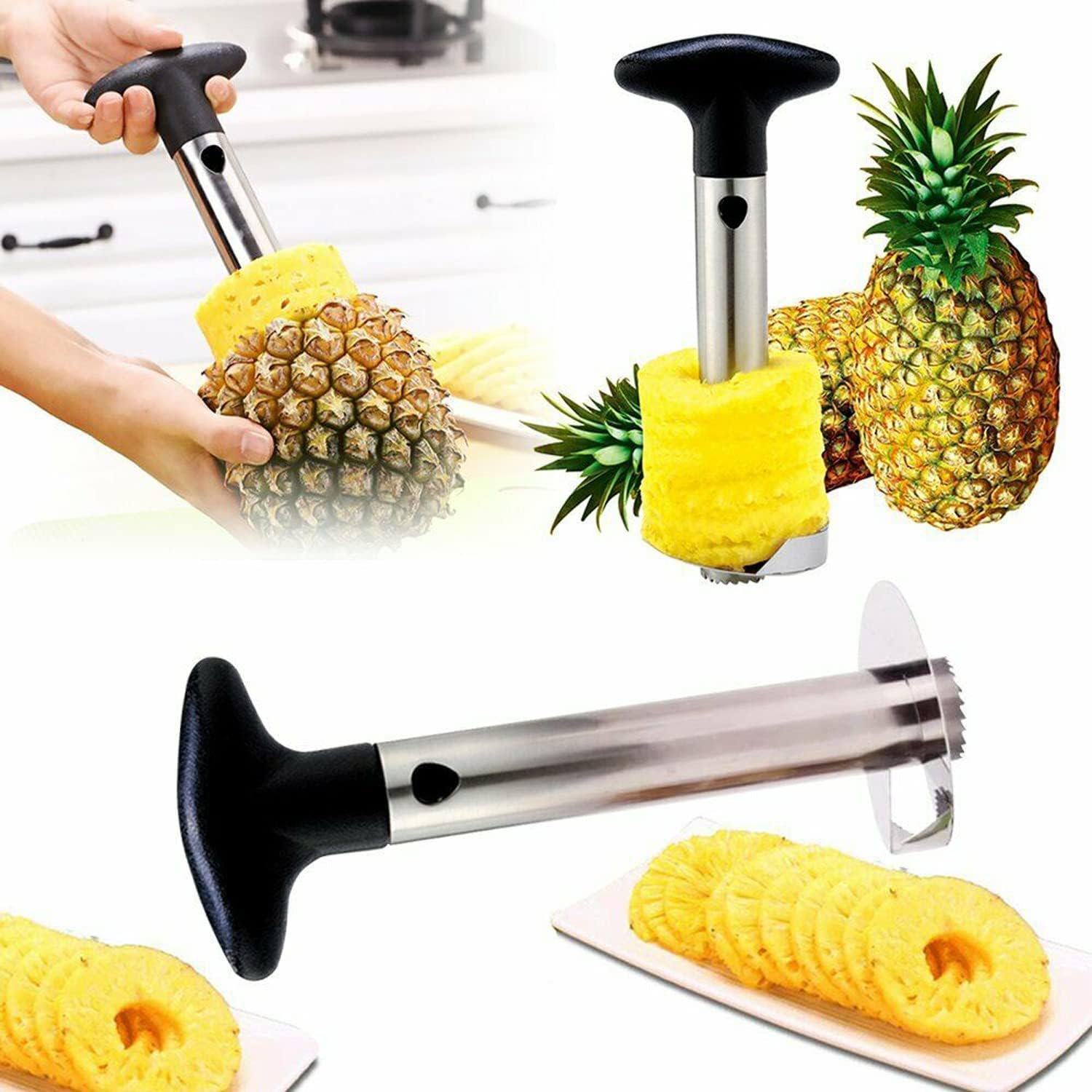 3-In-1 Pineapple Corer and Slicer, Pineapple Cutter Tool with Peeler - Premium Stainless Steel Kitchen Gadget for Perfect Rings in 60 Seconds, Dishwasher Safe & Ergonomic Handle image number 3