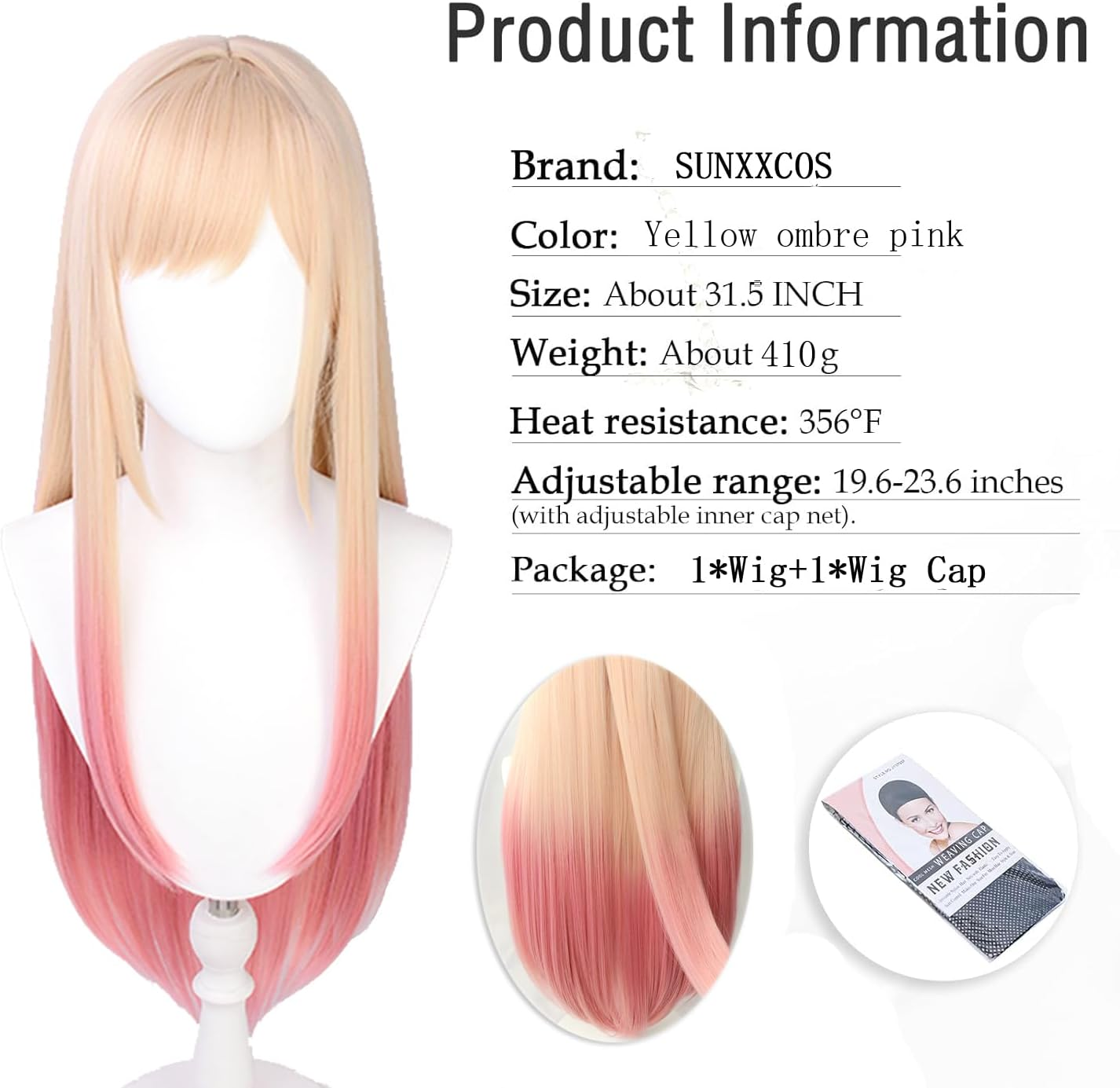 My Dress up Darling Cosplay Wig Yellow Pink Gradient Long Straight Actual Ombre (Kitagawa Marin) image number 1