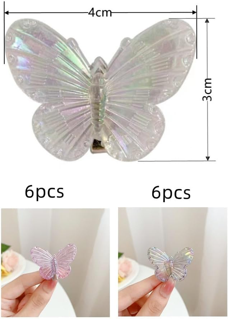 12 Pcs Butterfly Clips for Girls, Small Glitter Butterfly Hair Clips, Tiny Sparkle Hair Clip Plastic Colorful Hair Accessories for Women Girl, for Braids Rave Festival Party Decorations Bulk image number 1