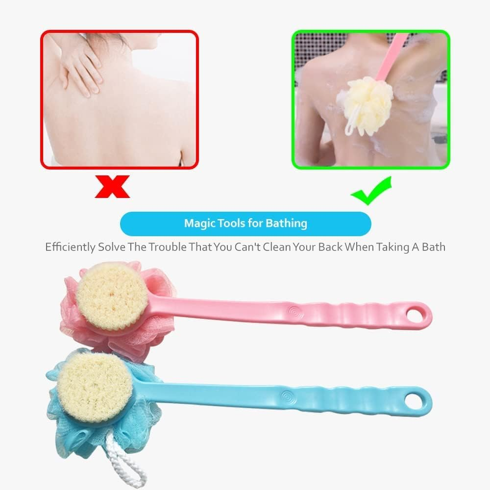 IFAN&trade; Back Scrubber for Shower Bath Brush Body Bath Back Scrubber&Bomb 2-Side Dual-Purpose Shower Pouf (Blue) image number 5