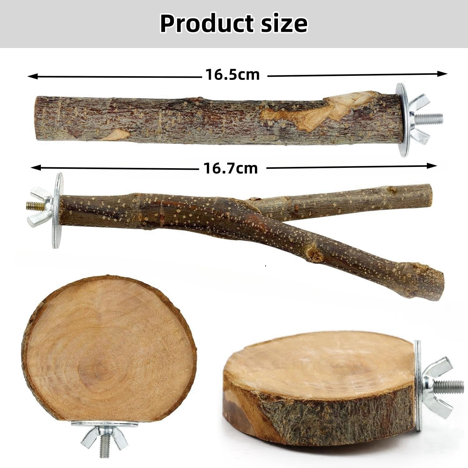 8 Pieces Wooden Parrot Perch, Natural Wood Bird Perch, Stand Fork Toys, Hanging Multi-Branch Perch Platform, Hammock Swing Toy for Macaws, Small Parakeets, Conures, Budgies, Finches