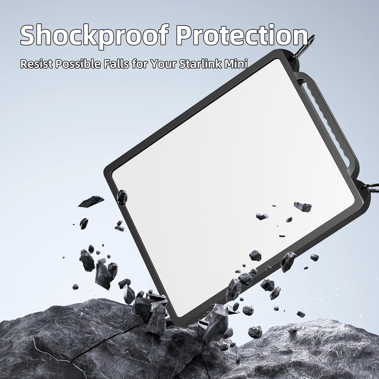 Starlink Mini Case Cover, Silicone Protector with Hook to Hang Starlink Mini on the Backpack for Non-Stop Signal Black image number 6