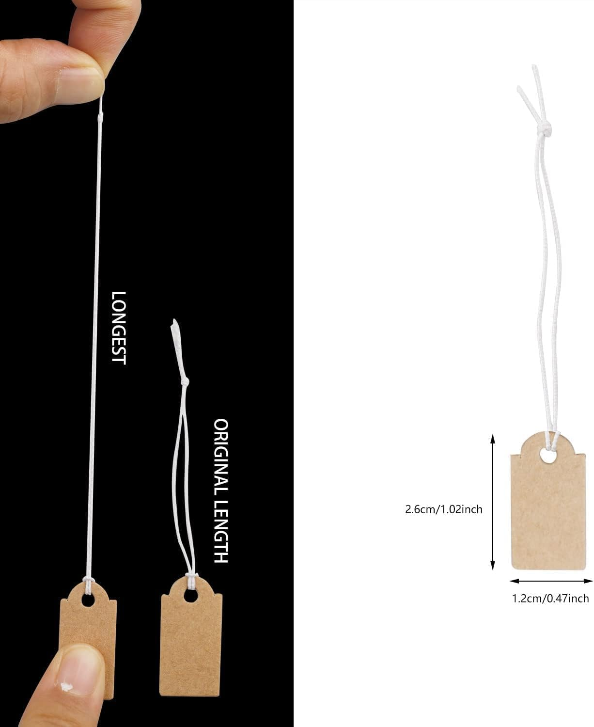 500Pcs Price Tags,26Mm*15Mm Marking with String,Writable Brown for Clothing,Necklaces,Jewelry,Hanging Rope Tags (Brown) image number 4