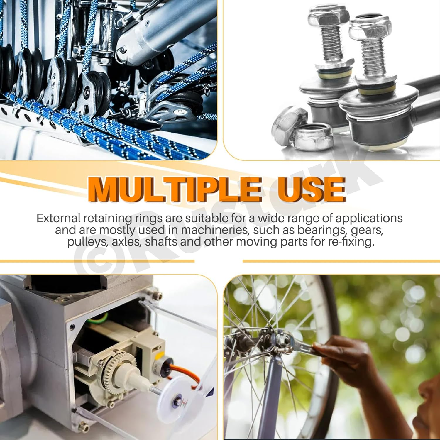 211Pcs 14 Sizes 304 Stainless Steel E-Clip External Retaining Rings Assortment Kit, E Clip Circlip Rings E-Clips Retainer Circlip Rings Washers E-Clips Assortment Set for Gears Pulleys Axles image number 3