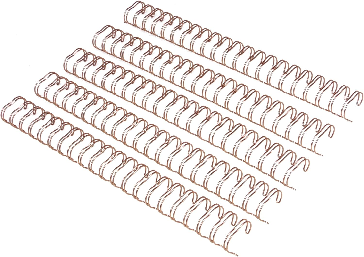 RAYSON Double Loop Wire Binding Spines, 5/8 Inch, 21 Holes, 2:1 Pitch, Binding Capacity 25-145 Sheets, Letter Size, Pack of 50 with Black, White, Rose Gold, Silver, Golden Multicolor