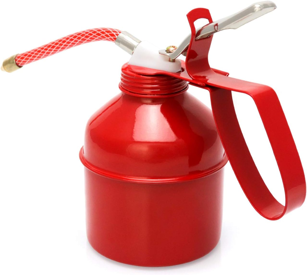 QWORK 12 OZ (400ML) Capacity Pistol Type Oil Can-Steel Manual Oiler, Red image number 3