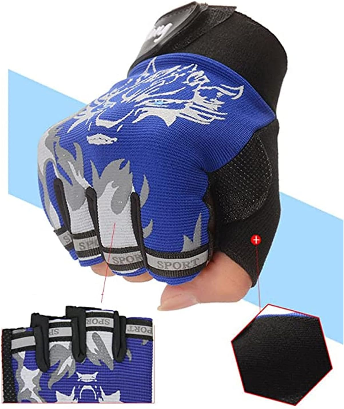 JZS Kids Fingerless Cycling Gloves Breathable Non-Slip Child Riding Gloves Half Finger Outdoor Sports Gloves Fishing Bicycle Roller Skating Hunting Climbing for Girls Boys image number 6