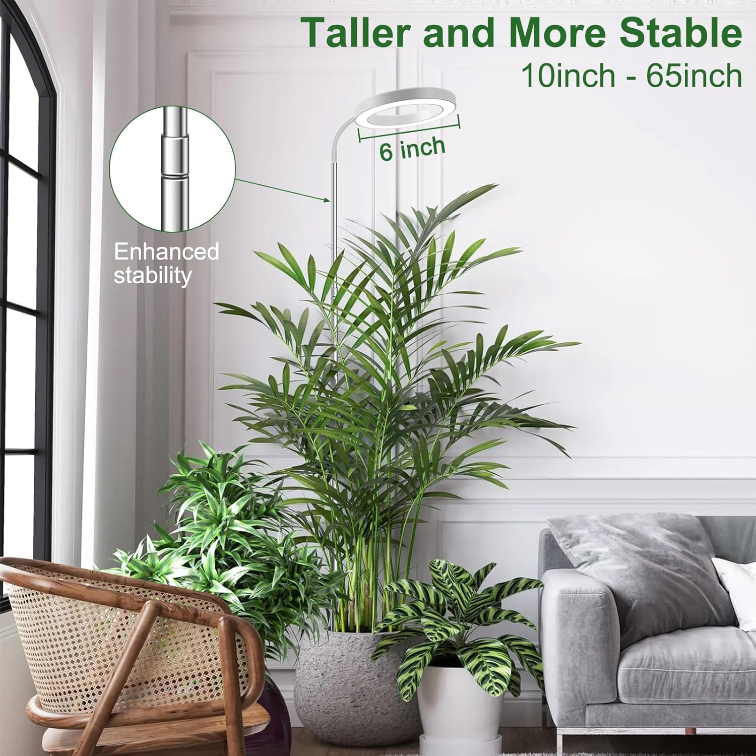 Wolezek LED Plant Lamp, 80 Leds, 6500 K, Full Spectrum, 160 Cm Large, 3 Colours, 5 Brightness Levels, 360&deg; Gooseneck, 6/12/16 Hour Timer, Height Adjustable, White - White image number 6