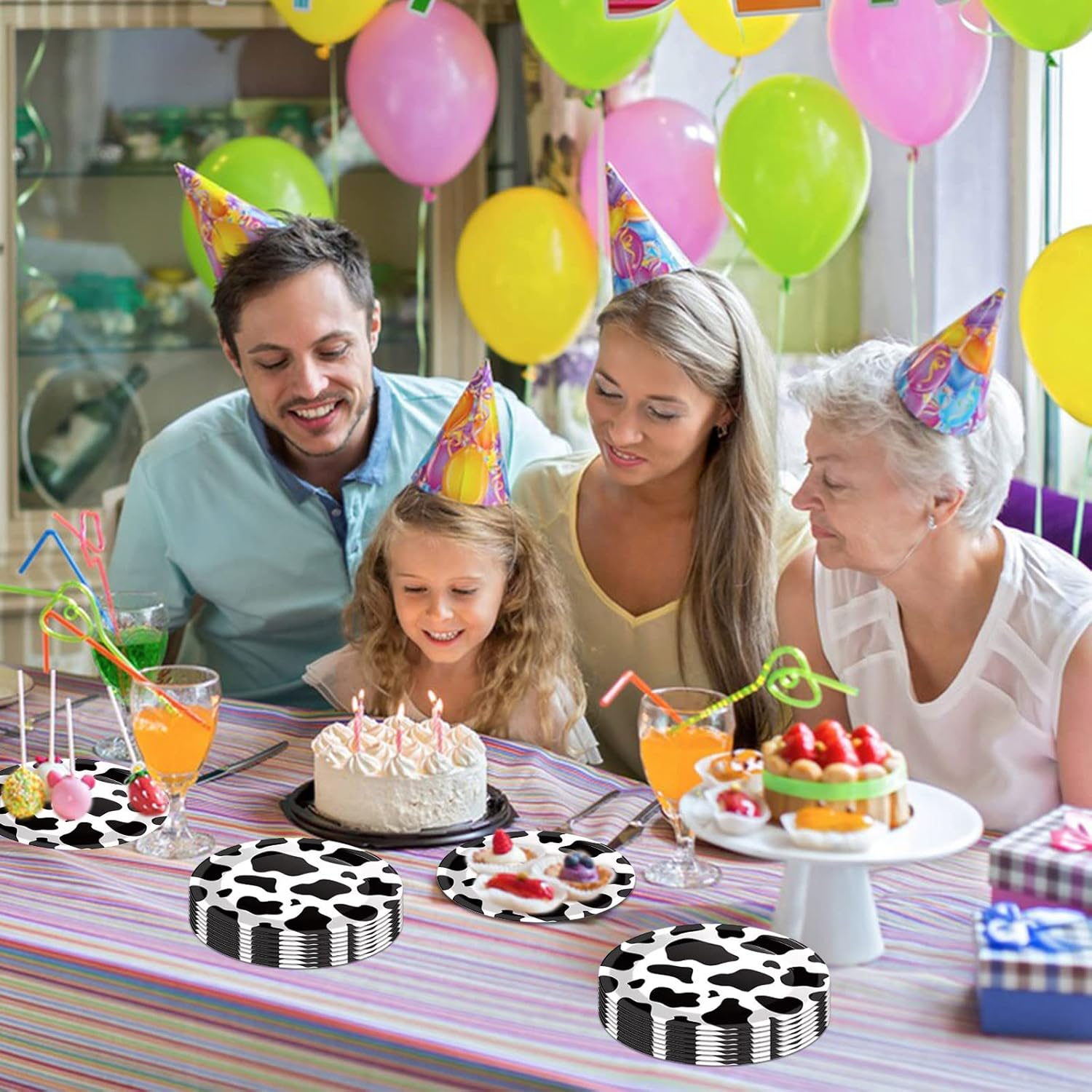 50PCS Cow Print Plates 9 Inch Cow Paper Plates Jungle Safari Party Supplies Animal Print Party Plates Cow Theme Birthday Party Plates Paper Food Trays Baby Shower Jungle Party Decorations image number 4