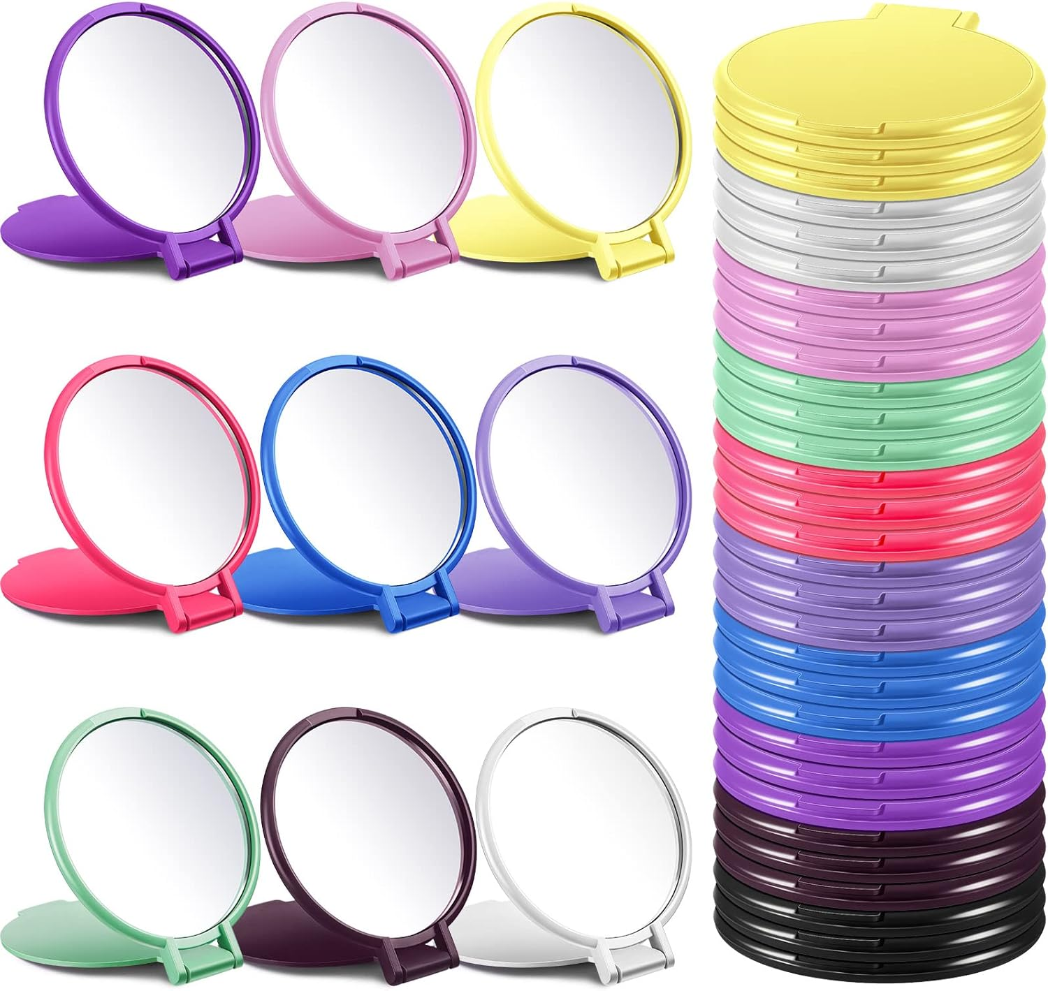 Juexica 180 Pcs Compact Mirror Bulk for Women Mini Folding Mirror Portable Pocket Makeup round Small Vintage Travel for Cosmetic Purse Bag Gifts Mom Daily Use (Classic Colors)