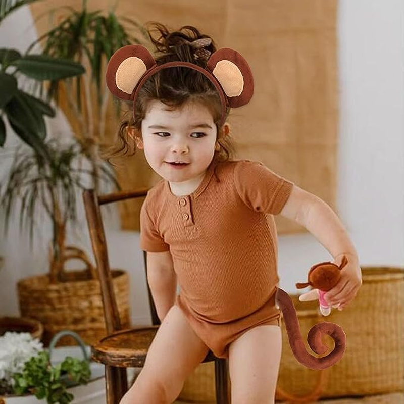 Jevenis Monkey Costume Kids Monkey Ears Monkey Headband Tail Monkey Costume Accessories Halloween Dress up Costume image number 6