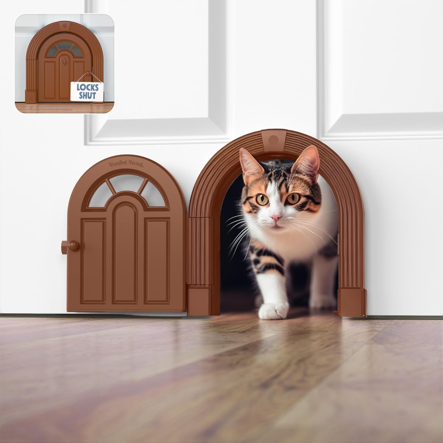 Easy Install Cat Flap - DIY Setup, No Training Needed, Suitable for Cats up to 20 Lbs - Secured Installation in Minutes
