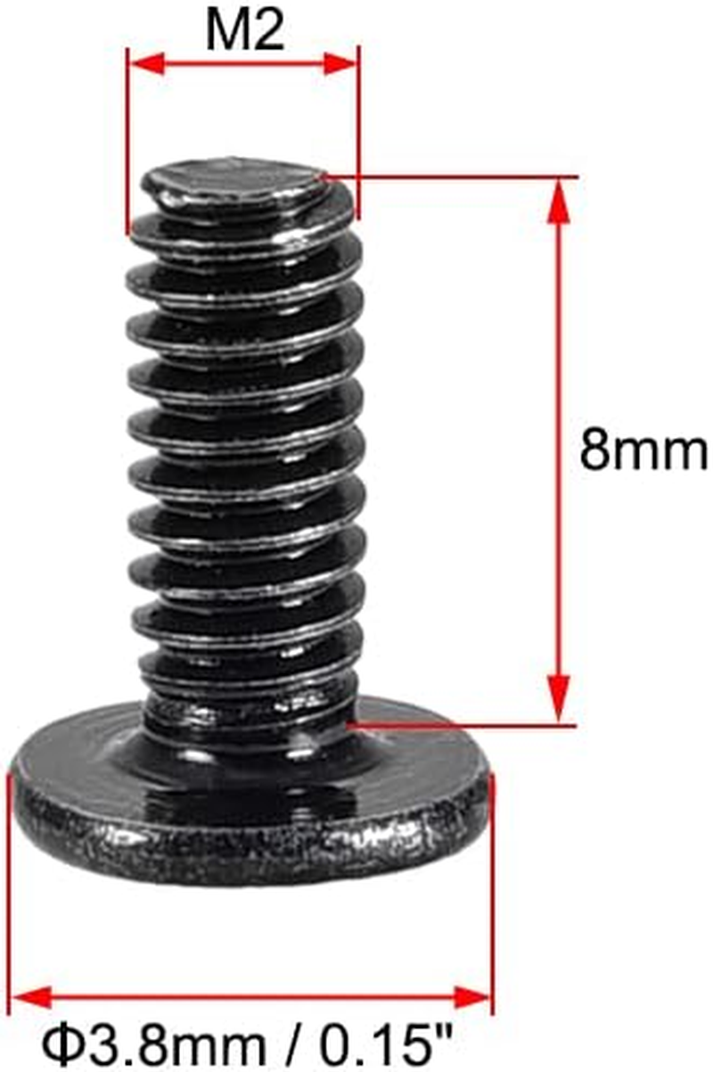 Uxcell M2X8Mm Phillips Screw Fastener Black 3.8Mm Dia Screw Head for Laptop PC TV Fan Audio Switch 50Pcs image number 1