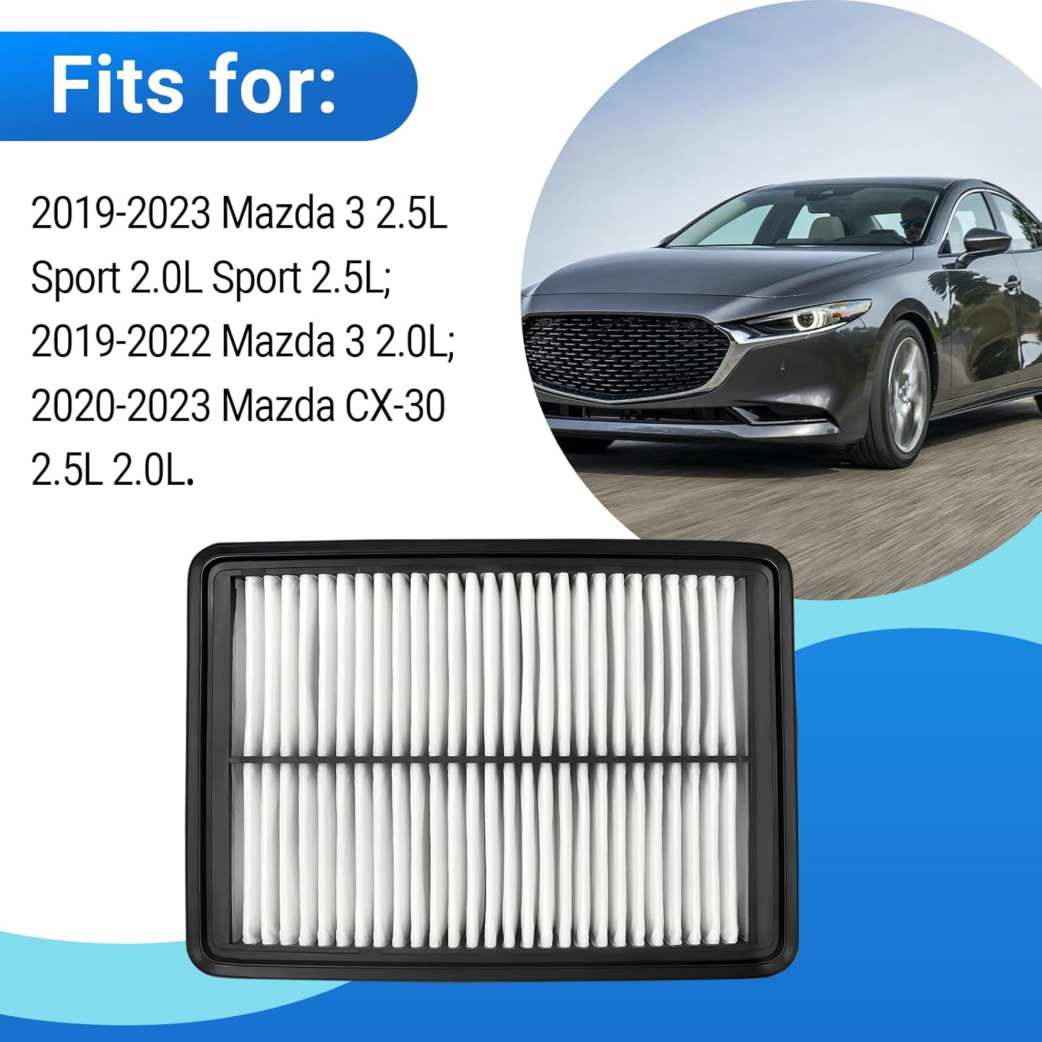 Engine Air Filter Fits for 2020-2023 Mazda CX-30 2019-2023 Mazda3/3 Sport Replaces PAH9-13-3A0A PAJ-13-3A0A PAJ8-13-3A0A image number 4