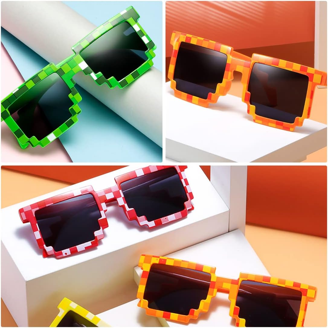 O-Kinee Pixel Mosaic Glasses, MLG Glasses, Pixel Glasses, Sunglasses, Funny Toy, Mosaic Sunglasses, Ideal for Parties and Fancy Dress image number 2