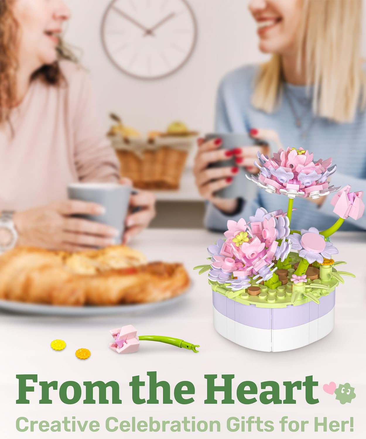 Piecerelax Flower Bouquet Building Decoration Set - Artificial Flowers Mini Bricks Potted Tulip Home Accessories or Best Gift Valentine D&eacute;cor for Him and Her Botanical for Adults [KZ1030] image number 6